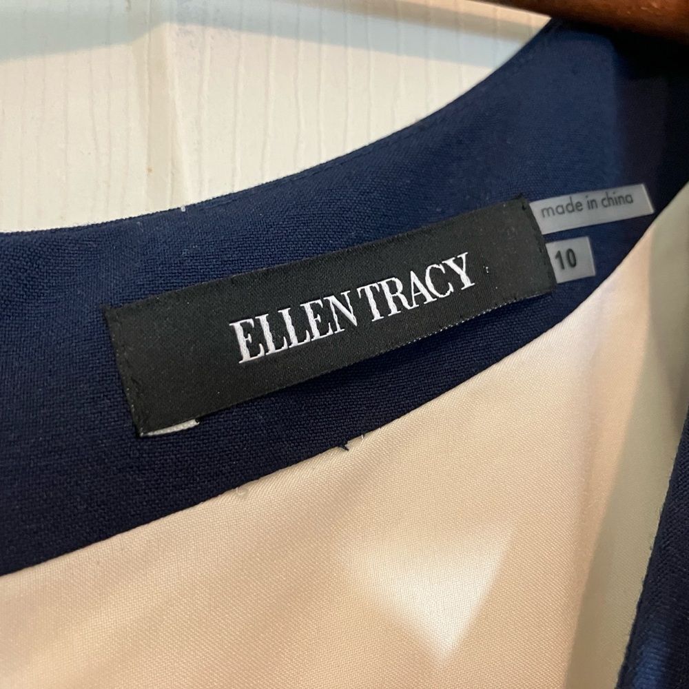 Ellen Tracy sleeveless dress, navy/white pattern, excellent condition, size 10 - Picture 3 of 3